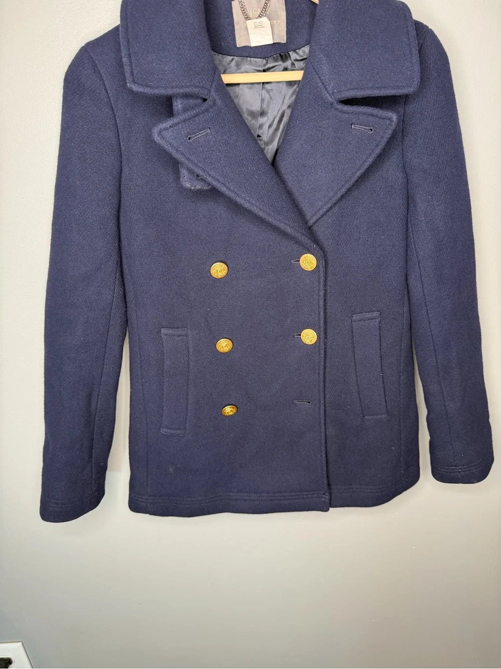 J. Crew Stadium Cloth Nello Gori Wool Classic Peacoat